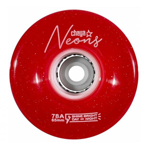 Chaya Neon Red LED 65mm 78A Roller Skate Wheels